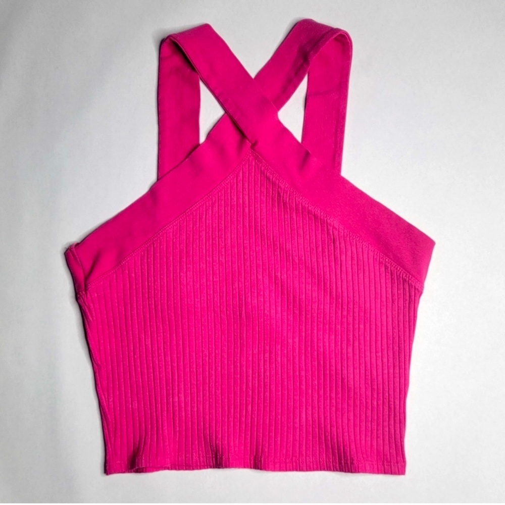 Zara Hot Pink Front Criss Cross Tank Top Size Large